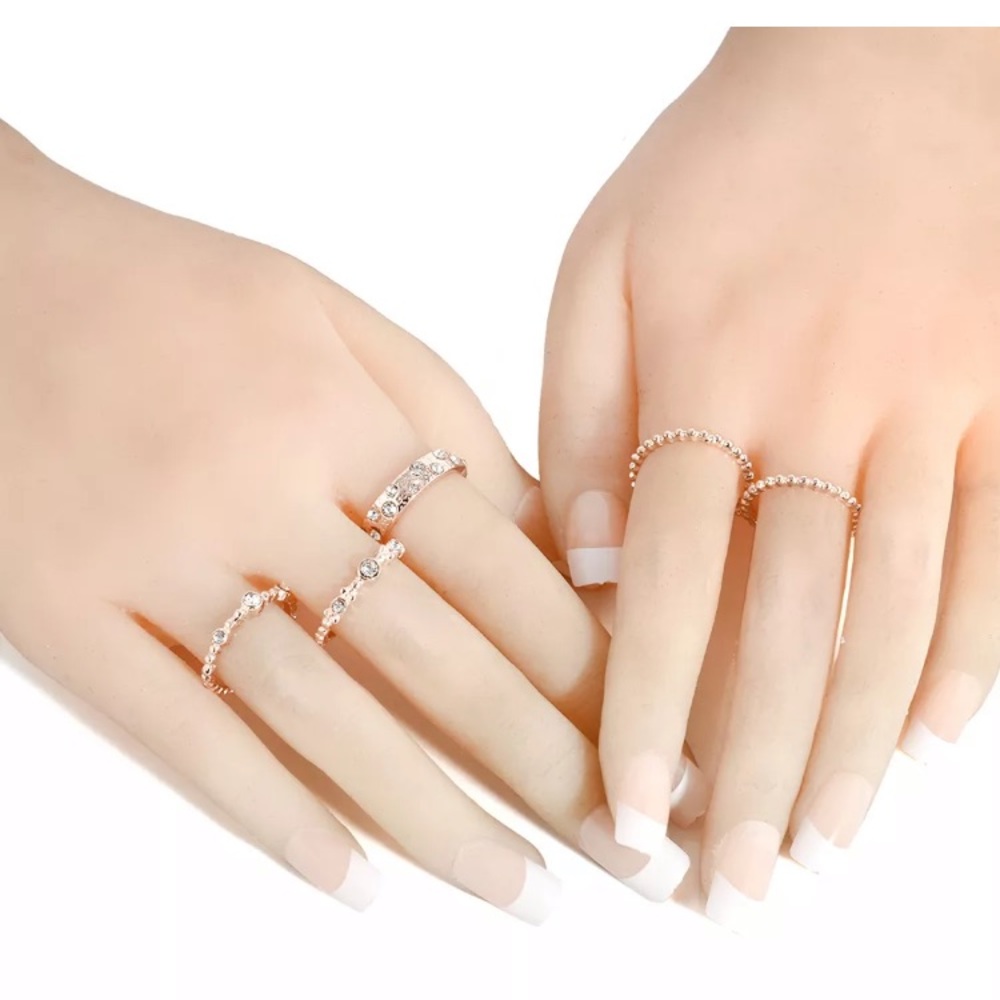 5Pcs/Set Crystal Rose Gold Stackable Ring - Picture 2 of 5